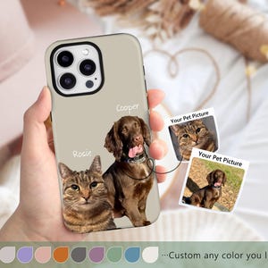 Custom Pet/Dog/Cat Phone Case,Custom iPhone Case with Pet Portrait,Personalized Dog Photo iPhone 16/15 Pro Galaxy S25,Unique Pet Lover Gift