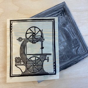 Vintage Bandsaw | Linocut print