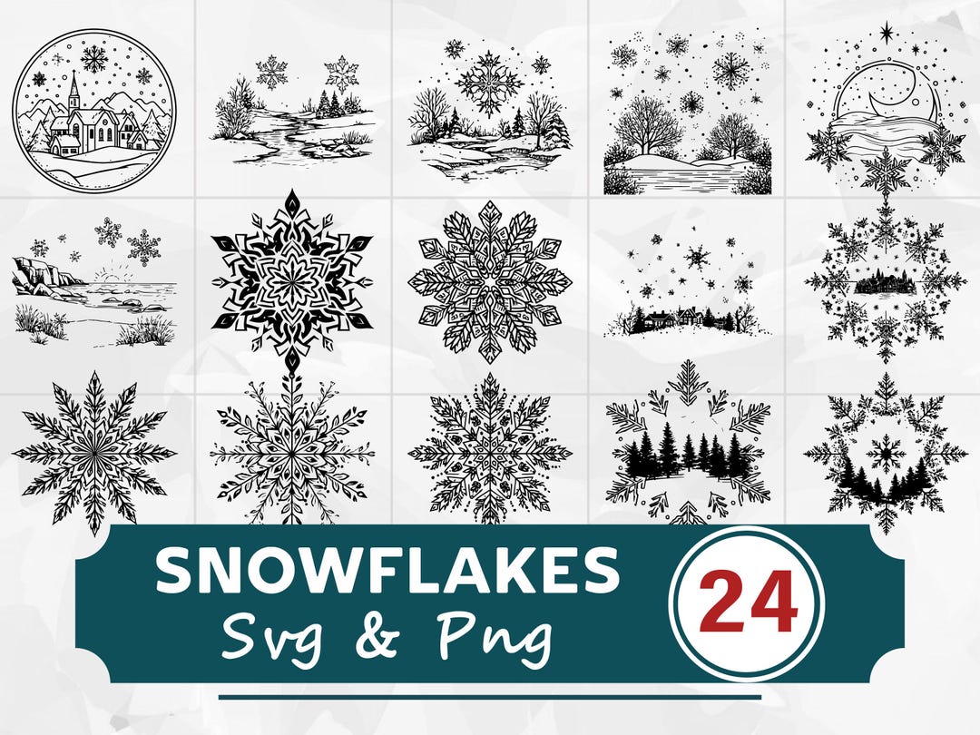 Snowflakes SVG PNG Bundle, Winter Snowflake Clipart, Cricut Cut Files ...