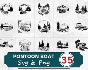 Stegboot Boot Silhouette SVG PNG Bundle, Lake Life Clipart, Sommer Bootfahren Schnittdateien, Wasserfahrzeug