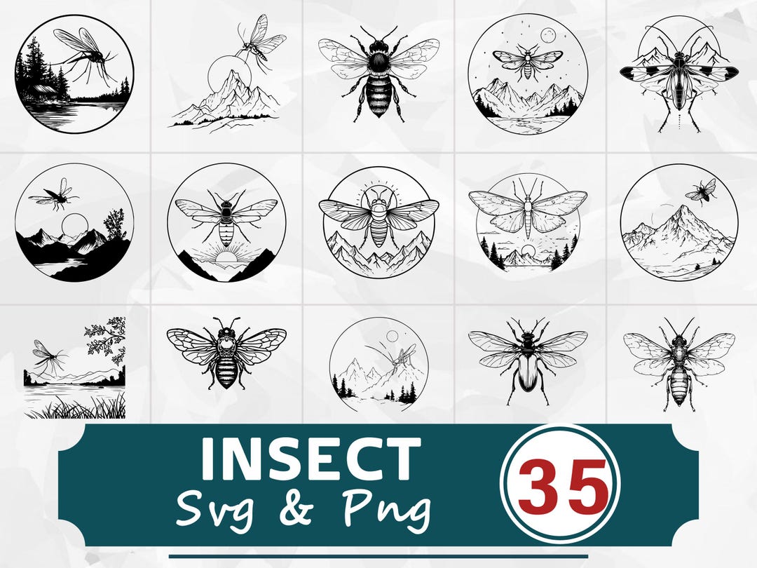 Files Insect Vector Insect Silhouette SVG PNG Bundle, Bug Clipart Vector, Cricut Cut Files ...