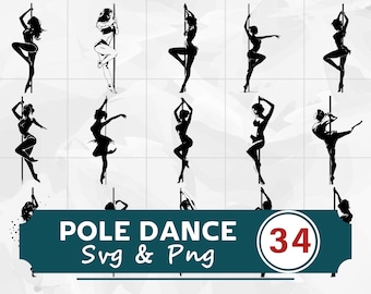 Pole Dance SVG PNG Bundle, Pole Dancer Fitness Clipart, Cricut Cut Files