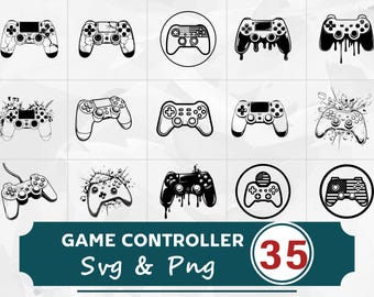 Paquete de controladores de juego SVG y PNG, imágenes prediseñadas vectoriales de jugador, archivos de corte de Cricut