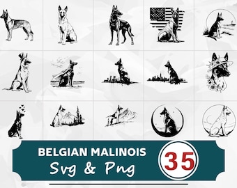 Siluetas de pastor belga malinois (SVG y PNG)