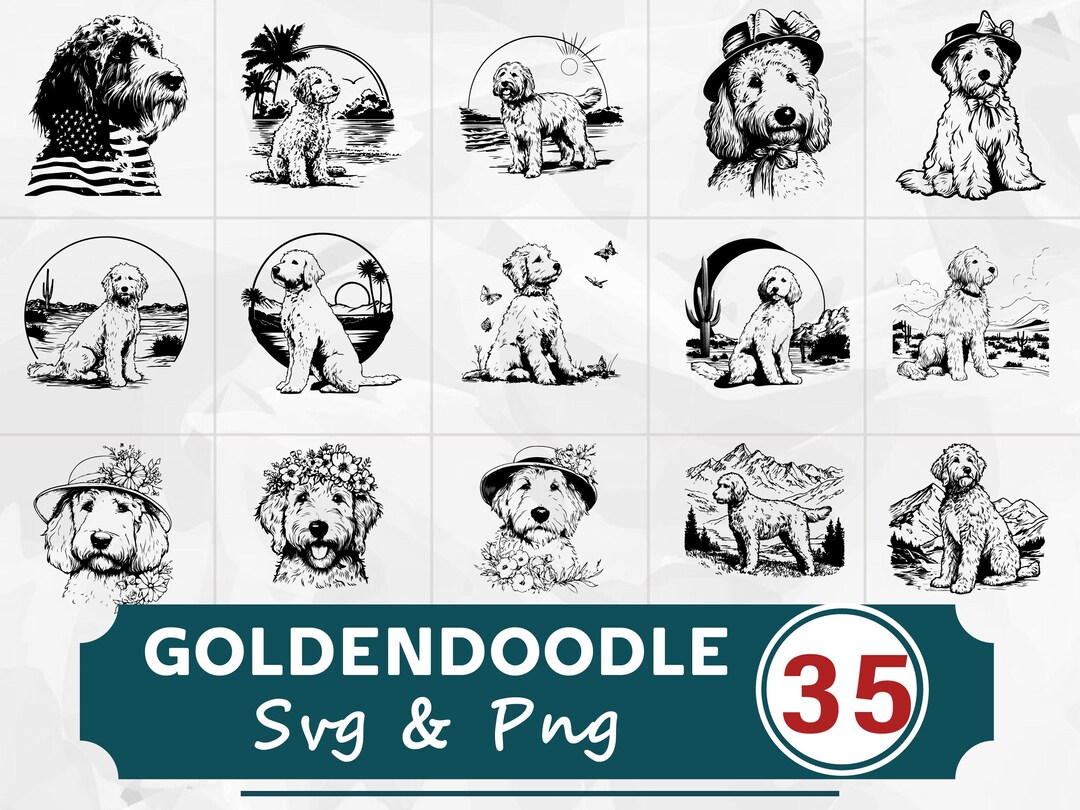 Goldendoodle Silhouette SVG PNG Bundle, Cute Dog Clipart, Puppy Lover ...