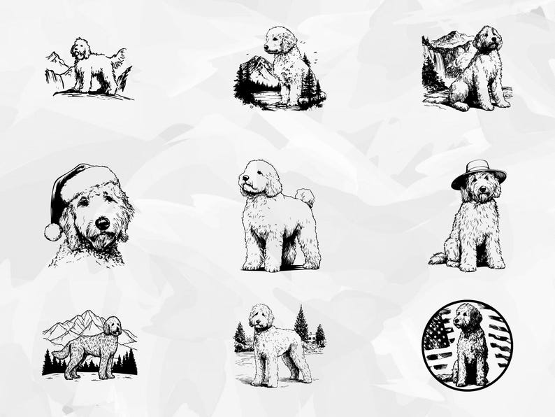Goldendoodle Silhouette SVG PNG Bundle, Cute Dog Clipart, Puppy Lover ...