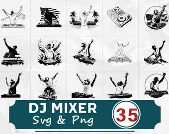 Silueta de mezclador de DJ: paquete SVG PNG de productor musical