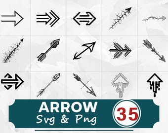 Arrow Silhouette SVG PNG Bundle, Boho Clipart Vector, Cricut Cut Files