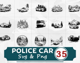 パトカーのシルエット SVG PNG バンドル、法執行機関のクリップアート
