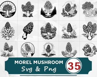 Paquete de vectores de siluetas de setas morel, imágenes prediseñadas para la recolección (SVG, PNG)