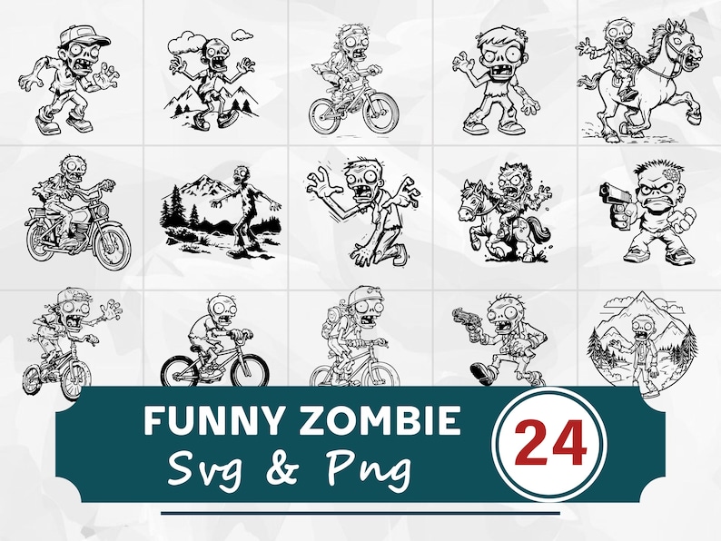 Zombie Racing Svg Funny Zombie SVG PNG Bundle, Cute Silly Zombie Clipart, Cricut Cut ...