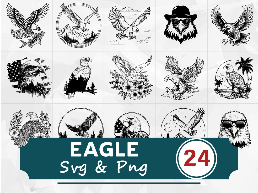 Eagle SVG PNG Bundle, Bald Eagle Clipart, Cricut Cut Files - Etsy