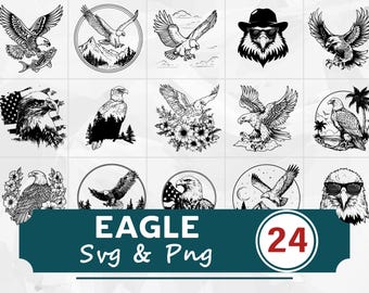 Eagle SVG PNG Bundle, Bald Eagle Clipart, Cricut Cut Files