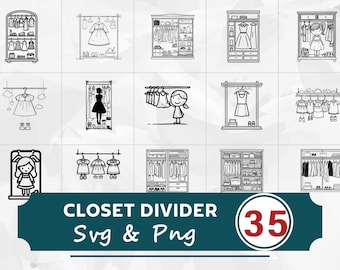 Closet Divider Silhouette SVG PNG Bundle, Clothing Organizer Clipart, Cricut Cut Files