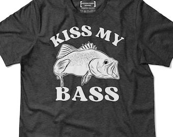 Kiss My Bass Shirt, Retro Fishing Tee, Funny Angler Gift for Men Dad Grandpa, Bass Fishing T-shirt, Outdoorsman Humor Top, Fisherman Gift