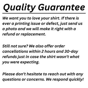 May include: A white background with black text detailing a "Quality Guarantee". The text outlines the seller's policy on printing issues, defects, order cancellations, and refunds. It encourages customers to contact them with queries.
