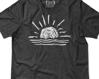 Hand Drawn Sun Shirt, Summer Sunset T-Shirt, Beach Sunrise Shirts, Sunshine Lover, Gift For Woman, Boho Sun Shirt, Sun Shirt