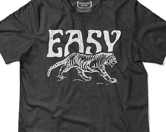 Easy Tiger Shirt, Retro Boho Tee, Tiger Pun T-Shirt, Unisex Trendy Aesthetic, Oversized Graphic Tee, Hippie Clothes, Indie Shirt