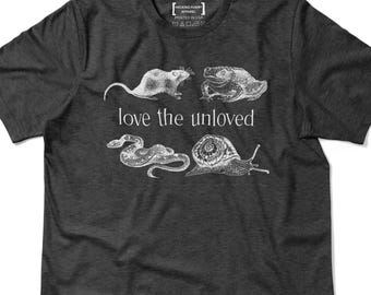 Love the Unloved Animal Shirt, Cool Animal Lover Gift, Mental Health Awareness TShirt, Animal Care Tee, Snail Mouse Rat Snake Toad Frog Gift