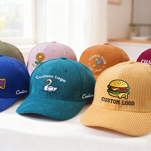 Personalized corduroy hat, Custom Embroidered winter hat, Baseball cap with text logo, Personalized Winter Hat, Christmas gift, Bachelorette