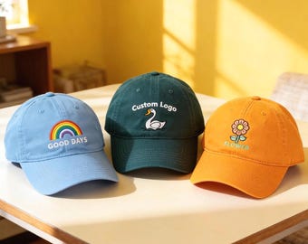 Custom Embroidered Logo Cotton Dad Cap, Personalized Text Hat