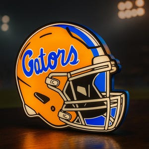 Florida Gators Helmet LED Lightbox | Orange & Blue Fan Decor | UF Gift for Dorm, Man Cave, Game Room, Office | Personalized