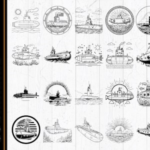 Submarine SVG PNG Bundle: Nautical Clipart, Ocean Decals (Digital Download
