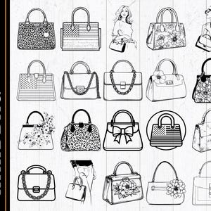 Handbag SVG PNG Bundle, Handbag Silhouette, Purse Clipart, Bag Cricut Cut Files,  Fashion Bag Vector, Logo Icon Design & Decal, Tote Bag Png