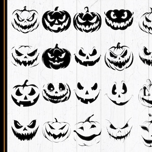 Pumpkin Face SVG PNG Bundle: Halloween Jack-o&#39;-Lantern Clipart (Digital Download)
