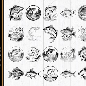 Vis SVG PNG-bundel: oceaandier silhouet vector (digitale ontwerpen)