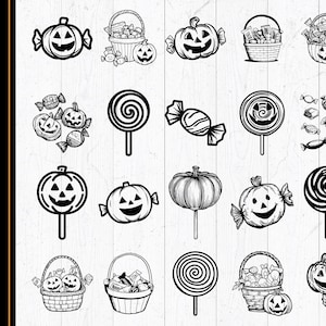 Halloween Candy SVG PNG Bundle, Süßes oder Saures Silhouette, Halloween Süßigkeiten Clipart, Cricut Cut-Datei, Candy Corn Vektor, gruseliges Candy Design