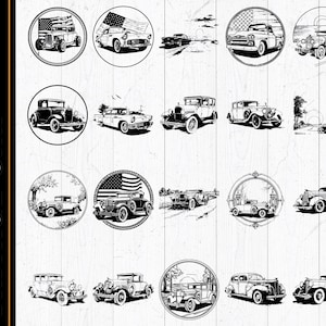 Vintage Car SVG Bundle: Classic Vehicle Clipart, Retro Decals (Digital Download