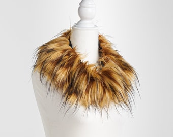 Luxury 40" Wildcat Lion Faux Fur Standard Adult Mane - Wild Lion Costume - Persian, Lynx, Jungle Cat, Costume, Cosplay - Tan, Brown, Beige