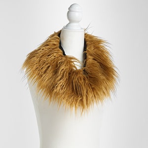 Luxury 35&quot; Caramel Mongolian Lion Faux Fur Standard Adult Mane - Wild Lion Costume - Tan Costume Neckwear