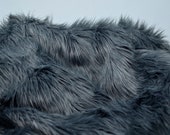 FurSoHappy Dark Gray Luxury Shag Faux Fur - DIY Fur Square - Wolf Animal Husky - Boot Trim - Cut to Size