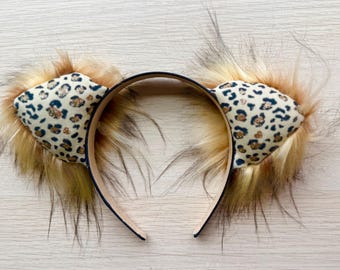 Leopard Cheetah Print Pointed Ears Headband – Custom Color Options – One Size