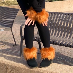 Luxury Shag Fox Amber Faux Fur Wrist & Ankle Cuffs Set - Fox, Cat, Halloween Costume Accessories - Kids, Adults
