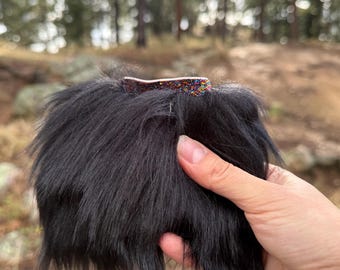 SALE Black Luxury Shag Faux Fur Kids/Toddler Wrist Cuffs with Sparkle Bands