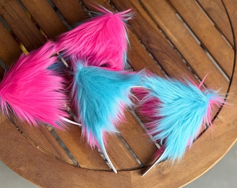 Reversible Faux Fur Cat Ears Headband – Pink & Aqua Fluffy Costume Accessory