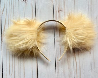 Luxury Handmade Faux Fur Lion Pom Pom Headband Ears