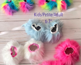 Bulk Party Pack Kids and Small Adult Faux Fur Wrist Cuffs – Multiple Pairs - Dress Up Birthday Costume Hand Accessories