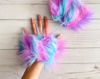 Unicorn Faux Fur Wrist Cuffs, One Size, Costume Accessory For Adult, Teen - Last One!