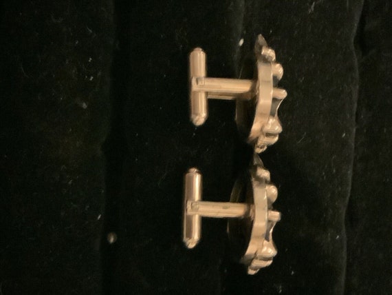 Vintage Cuff Links Man In Water On Boat. Goldtone… - image 2