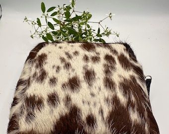 Handmade Hair on Hide Cowhide Makeup & Travel Case | Western Luxury Cosmetic Organizer