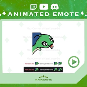 ANIMATED green Dinosaur licking Emote | Twitch Emote | Dino Emote | Cute Animated Cartoon Emote Ready to use | Stick out tongue impulsively