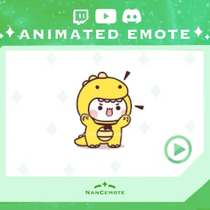 ANIMATED Colorful Cat in Dinosaur Jumping Emote | Twitch Emote | Cat Emote | Cute Animated Cartoon Emote Ready to use | Funny