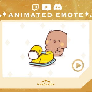 ANIMATED adorable Bear Riding toy horse Emote | Twitch Emote | Cat Emote | Cute Animated Cartoon Emote Ready to use | Funny Playful