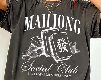 Mahjong Social Club Shirt Vintage Comfort Colors, Retro Mah Jongg Game Gift For Mahjong Player, game night shirts
