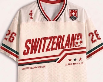 Camiseta de fútbol de Suiza personalizada, camiseta retro de fútbol suizo, regalo para aficionados del Mundial 2026, camiseta personalizada para el día del partido.