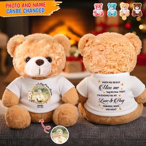Hug This Bear Tight Personalized Teddy Bear Plush, Hug From Heaven Memorial Gift, Custom Keepsake for Loved One, Comfort Gift for Loss